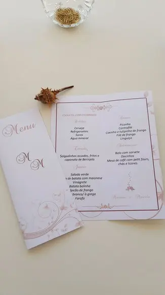 Cardápio- MENU DE MESA