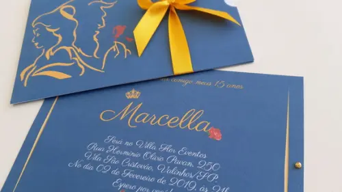 Convite Bela e a fera envelope