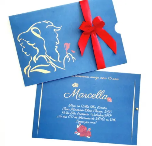 Convite Bela e a Fera Envelope