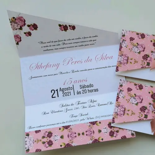 Convite de 15 anos rose