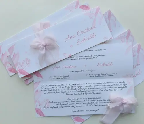 Convite de Casamento Acabamento Musseline
