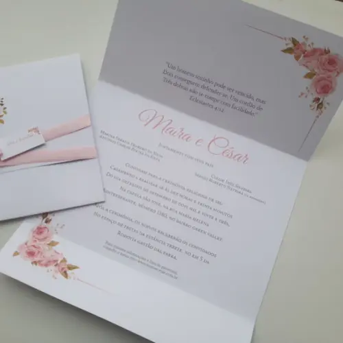 Convite de Casamento 2 Vincos