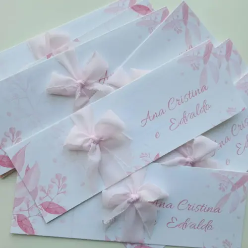 Convite de Casamento Acabamento Musseline