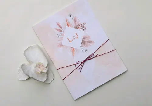 Convite de casamento boho cordão