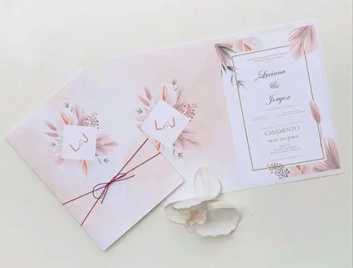 Convite de casamento boho cordão