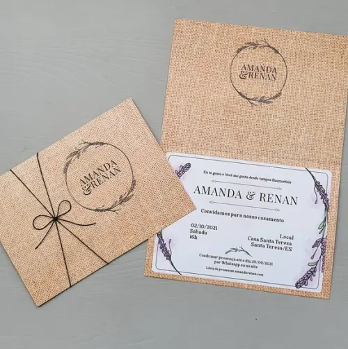 Convite de Casamento com cordão