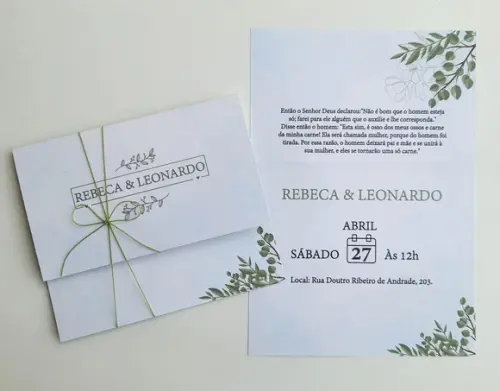 Convite de Casamento com Cordão