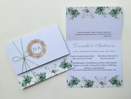 Convite de Casamento com Cordão