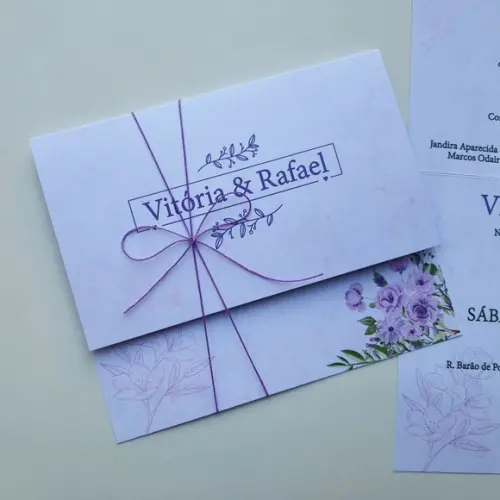 Convite de Casamento com Cordão