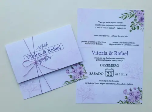 Convite de Casamento com Cordão