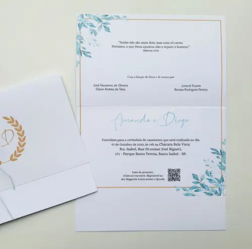 Convite de Casamento com Cordão