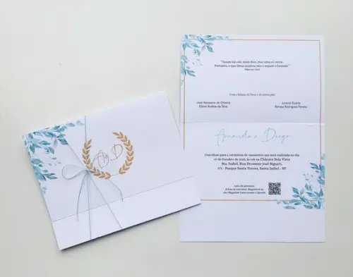 Convite de Casamento com Cordão