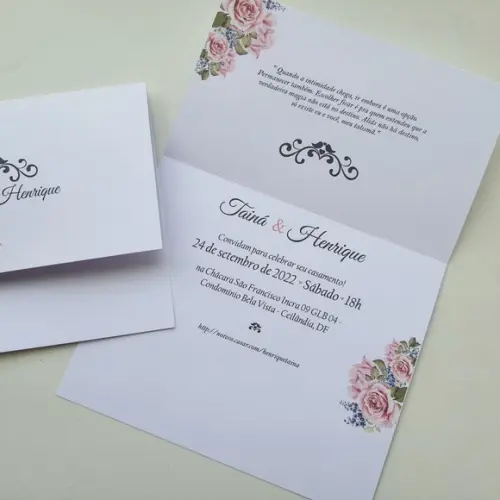 Convite de Casamento com Cordão Rose