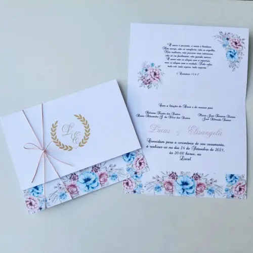 Convite de Casamento com Cordão Rose