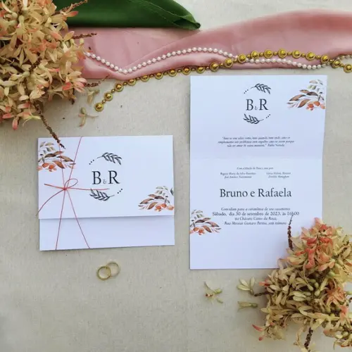 Convite de Casamento com Cordão Terracota