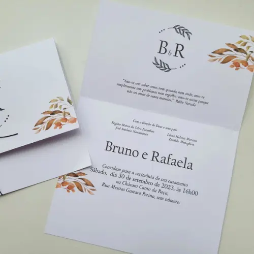 Convite de Casamento com Cordão Terracota