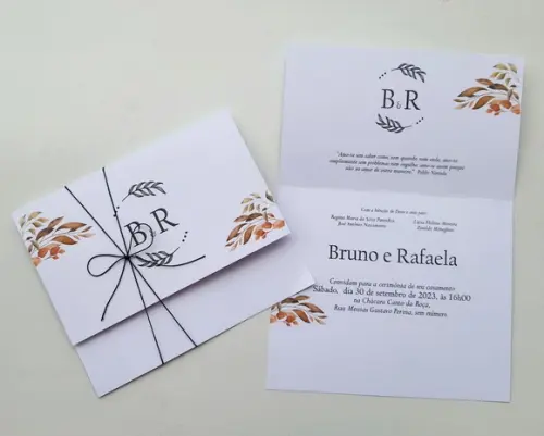 Convite de Casamento com Cordão Terracota