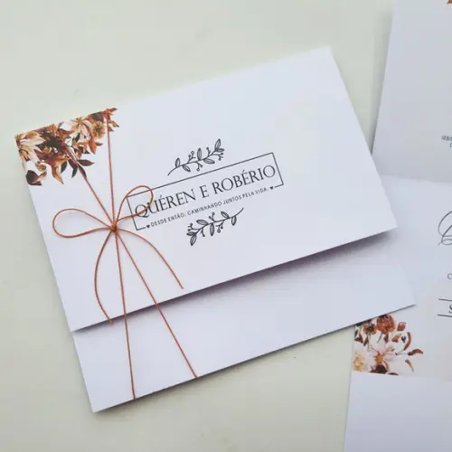 Convite de Casamento com Cordão Terracota