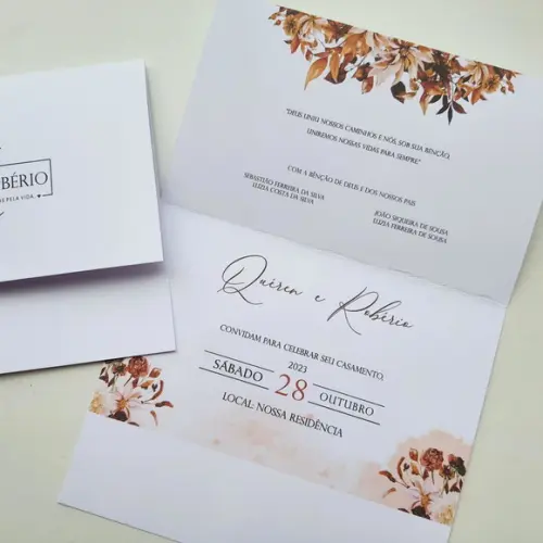 Convite de Casamento com Cordão Terracota