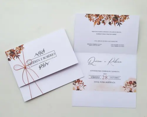 Convite de Casamento com Cordão Terracota
