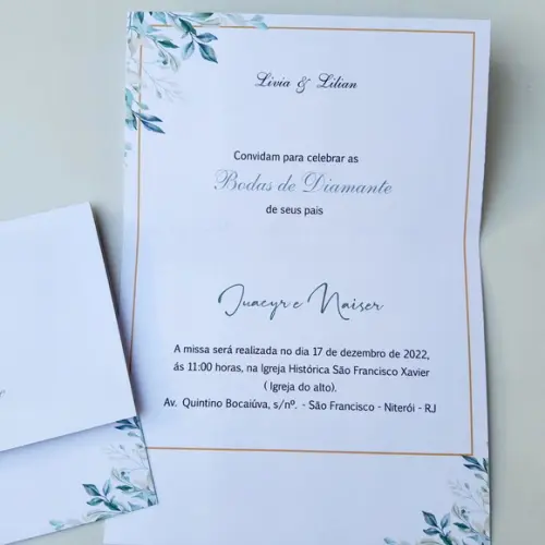 Convite de Casamento com Cordão Verde