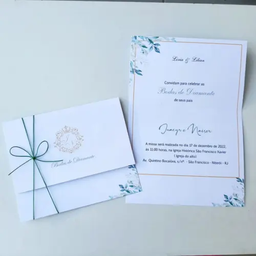 Convite de Casamento com Cordão Verde