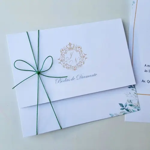 Convite de Casamento com Cordão Verde