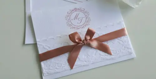 Convite de Casamento Envelope com renda