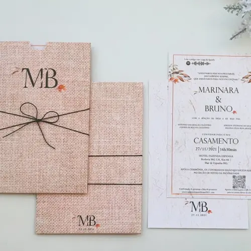 Convite de Casamento Envelope de Luva
