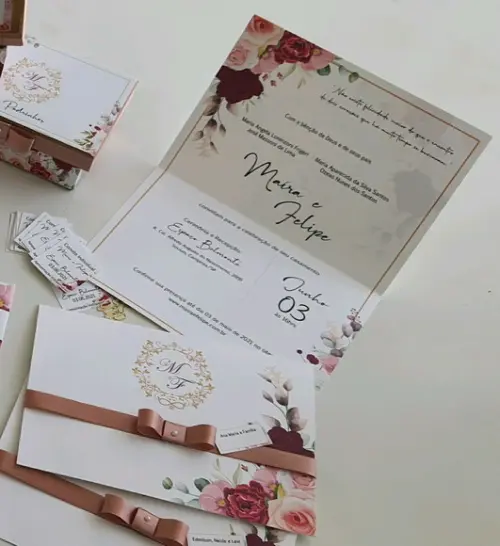 Convite de Casamento Papel Texturizado