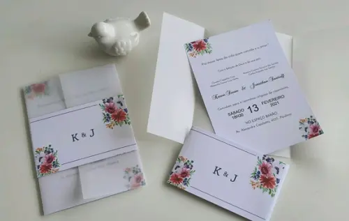 Convite de casamento Papel Vegetal