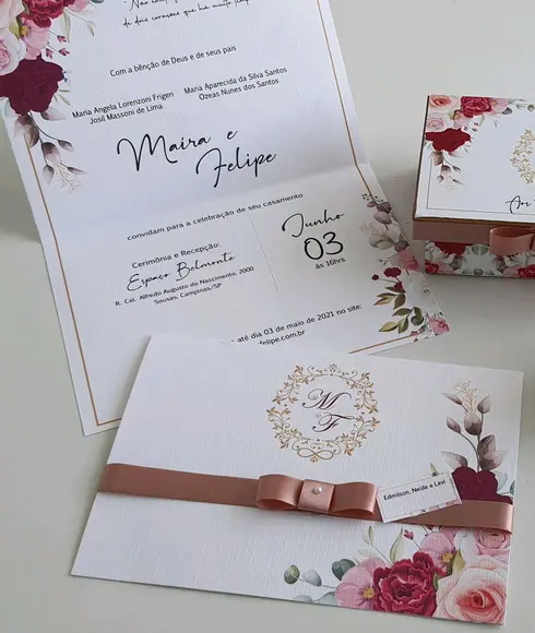 Convite de Casamento Papel Texturizado