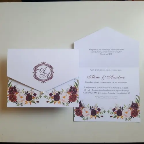 Convite de Casamento Promoção Marsala