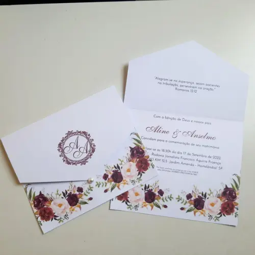 Convite de Casamento Promoção Marsala