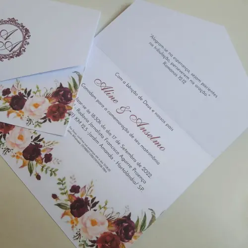 Convite de Casamento Promoção Marsala