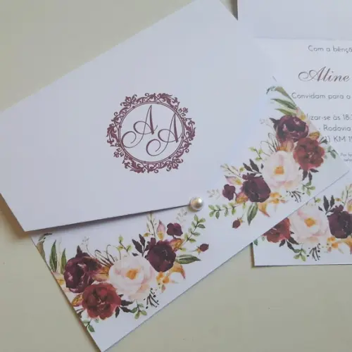 Convite de Casamento Promoção Marsala