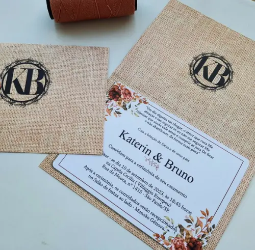 Convite de Casamento Rústico