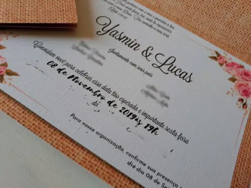 Convite de Casamento Rústico com cordão