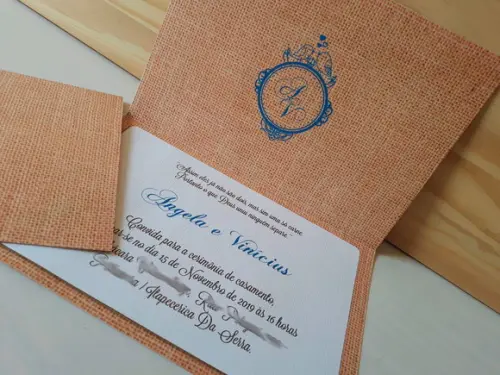 Convite de Casamento Rústico com cordão