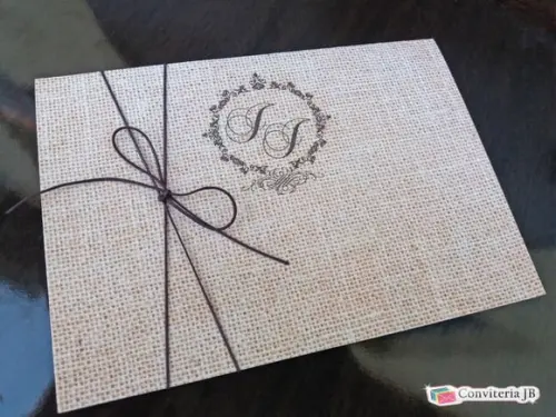 Convite de Casamento Rústico com cordão