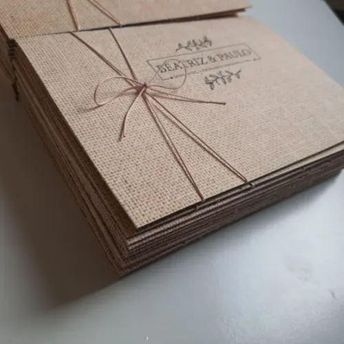 Convite de Casamento Rústico com Cordão Novo