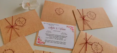 Convite de Casamento Rústico com Cordão Novo