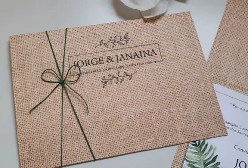 Convite de Casamento Rústico com Cordão Novo