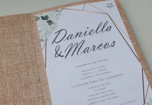 Convite de Casamento Rústico com Cordão Novo