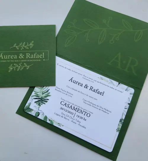 Convite de Casamento Rústico Cordão Algodão Cru