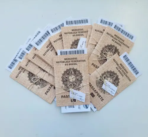 Convite de Padrinhos Passaporte Rústico