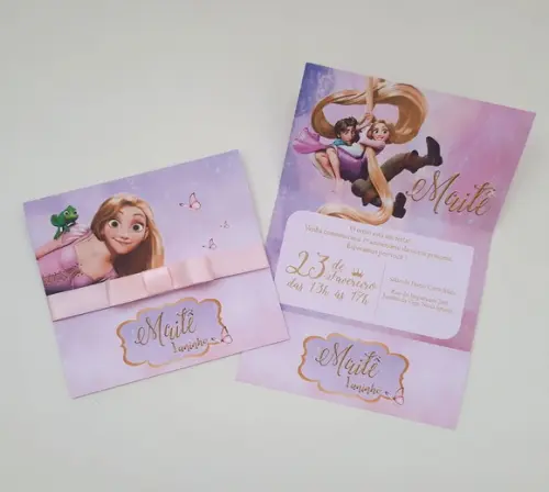 Convite Infantil Enrolados Rapunzel