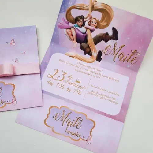Convite Infantil Enrolados Rapunzel