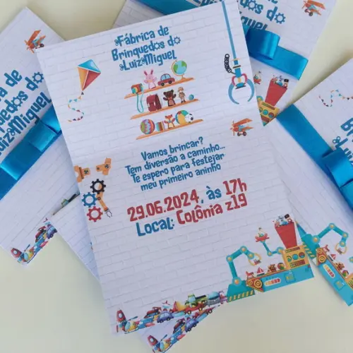 Convite Infantil Fábrica de Brinquedos
