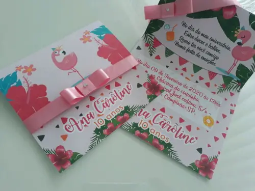 Convite infantil FLAMINGOS